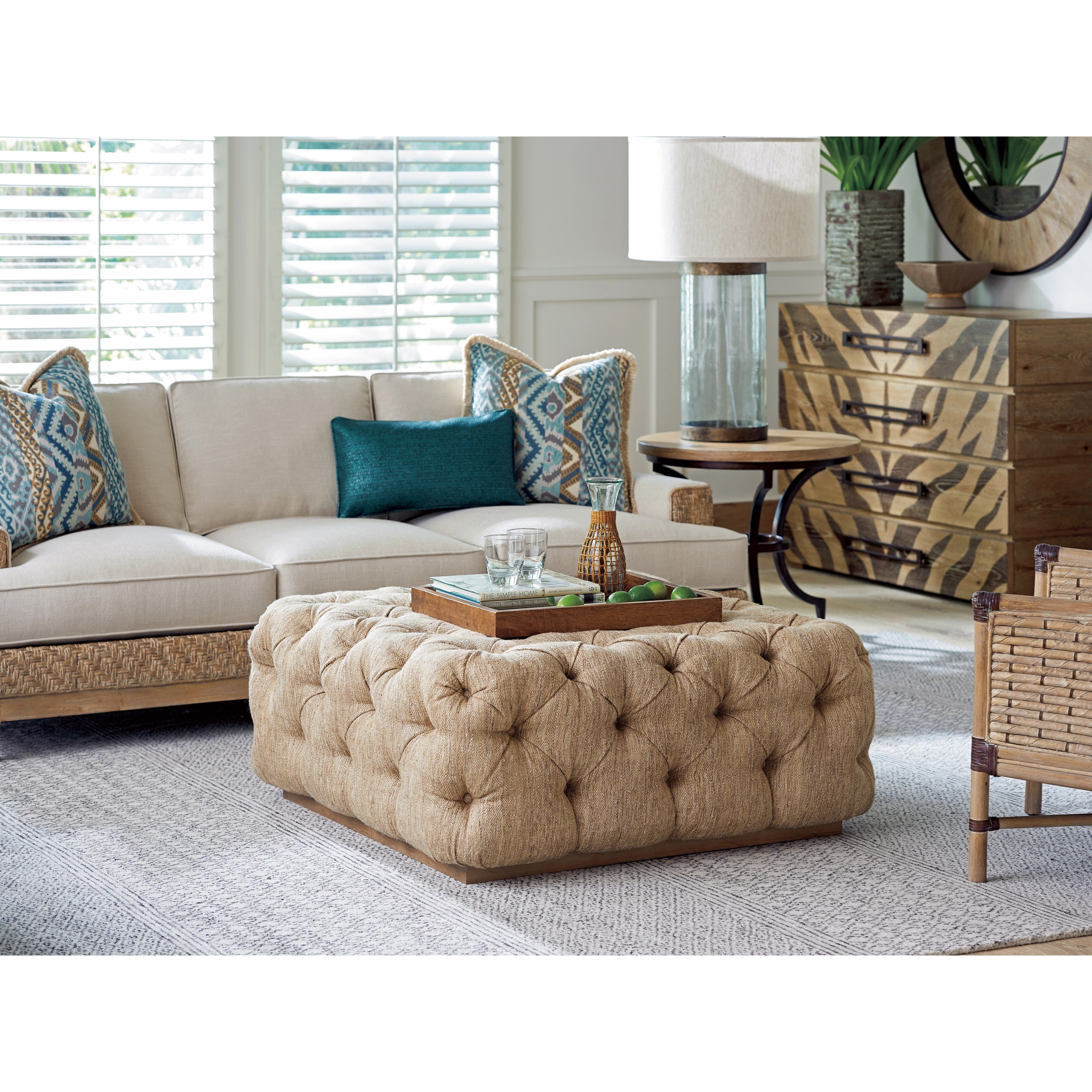 Tommy Bahama Home Los Altos 728844 Laurel Cocktail Ottoman with Button